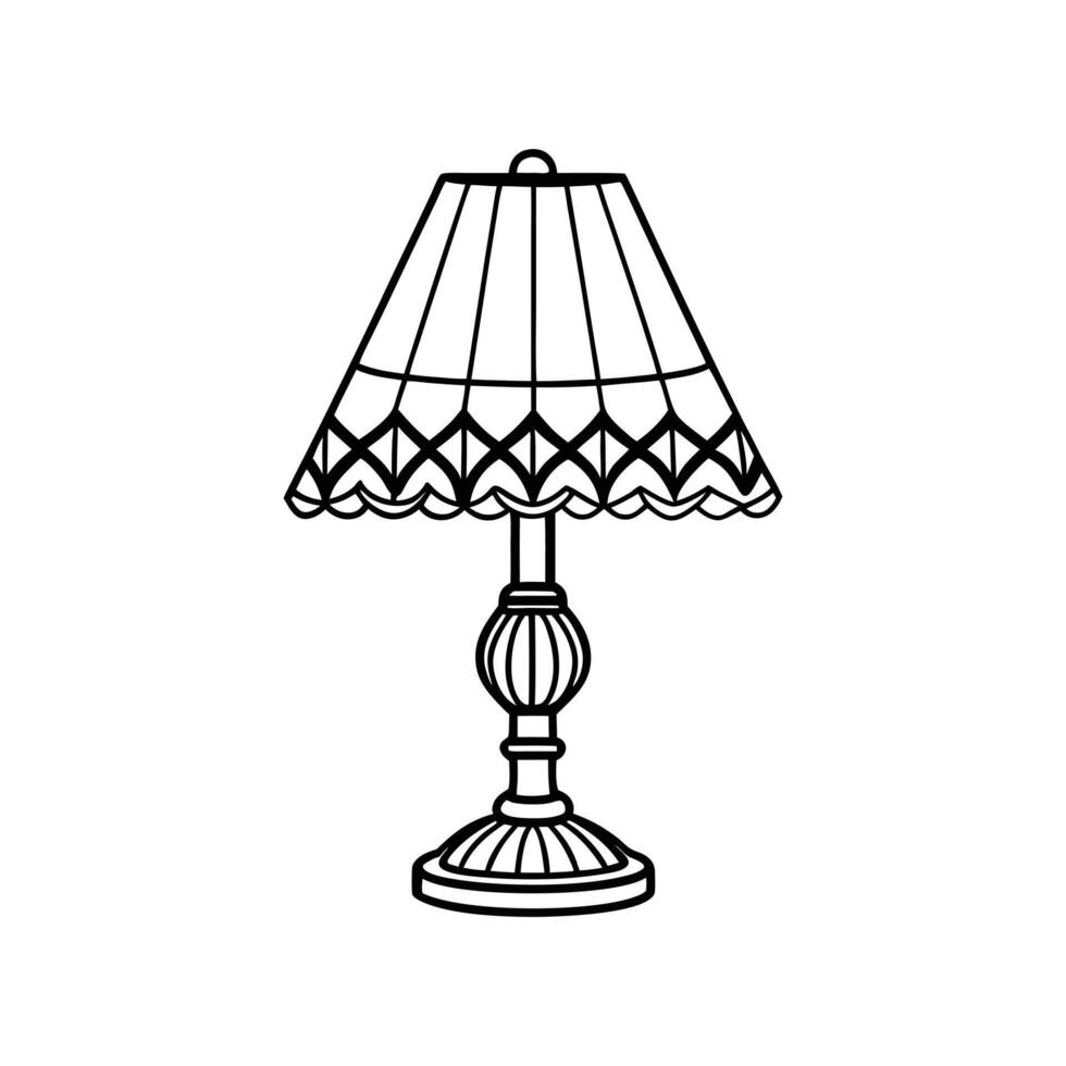 Classic Table Lamp Illustration Line Art Featuring Elegance and Vintage Lighting Design vector
