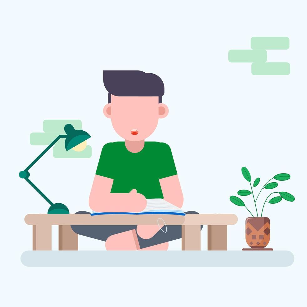Back to School Boy Preparing for Exams vector