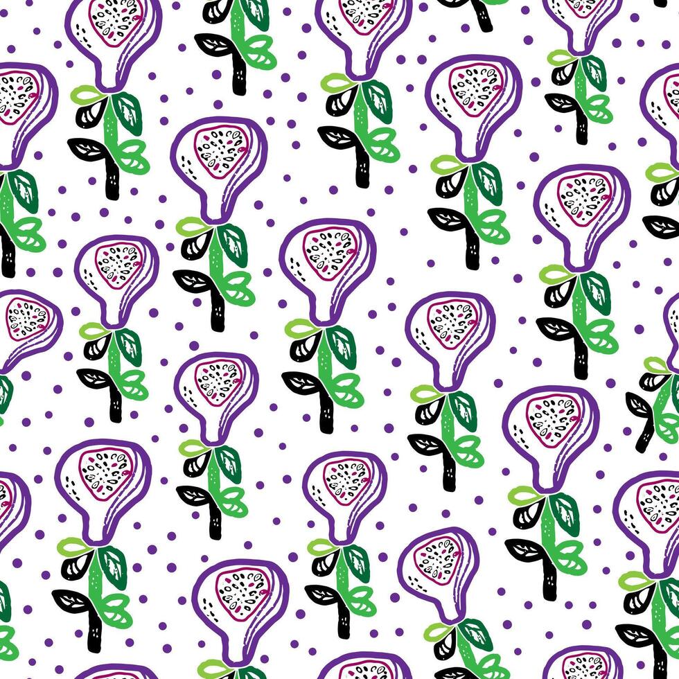 a pattern with flowers and leaves on a white background vector