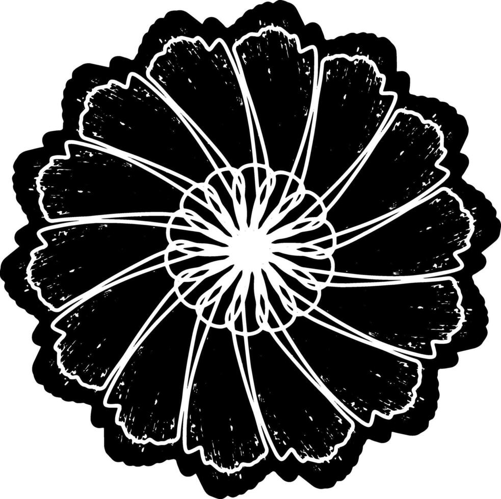 a black and white flower with a white center vector