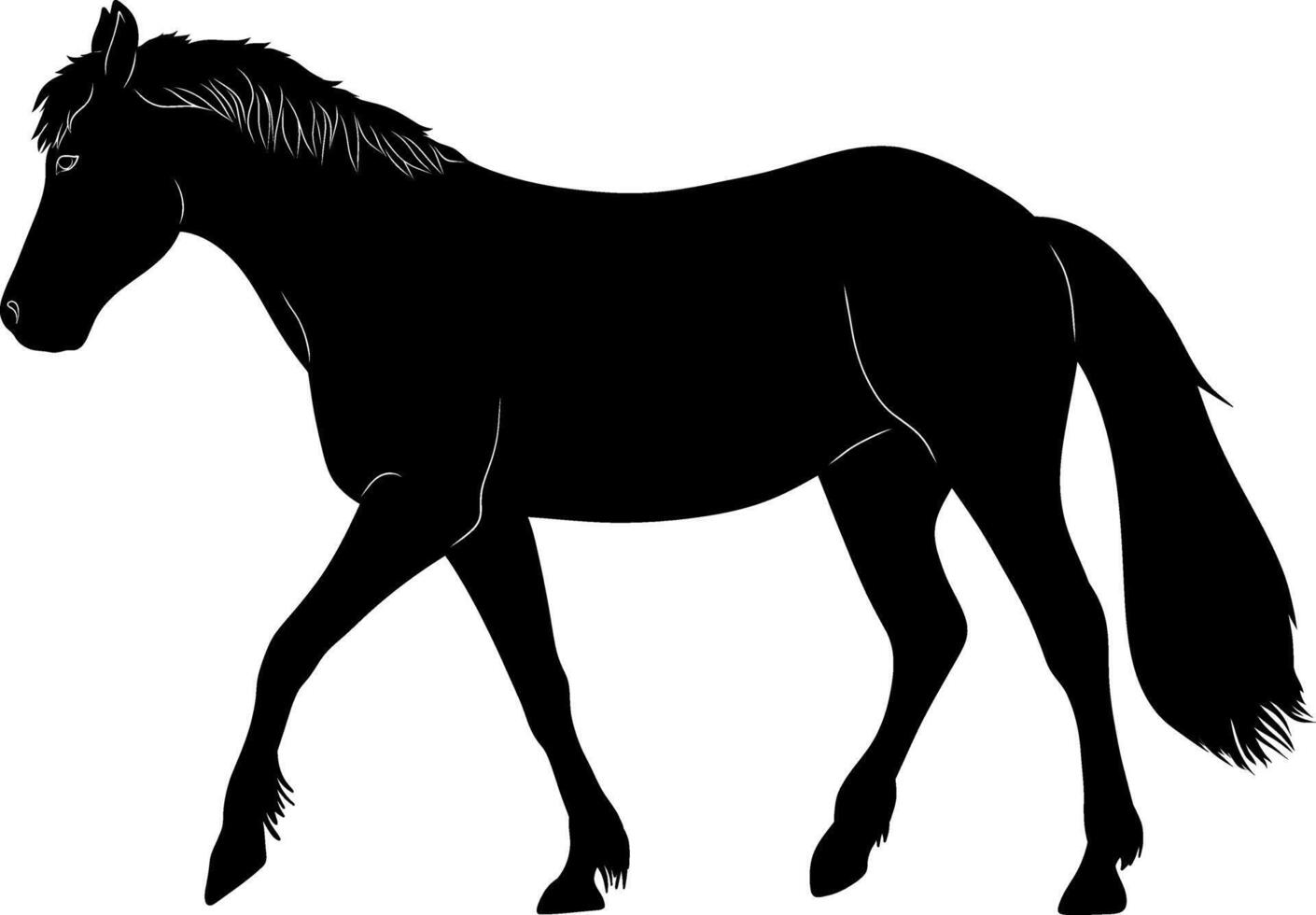 black silhouette of a horse on a white background vector
