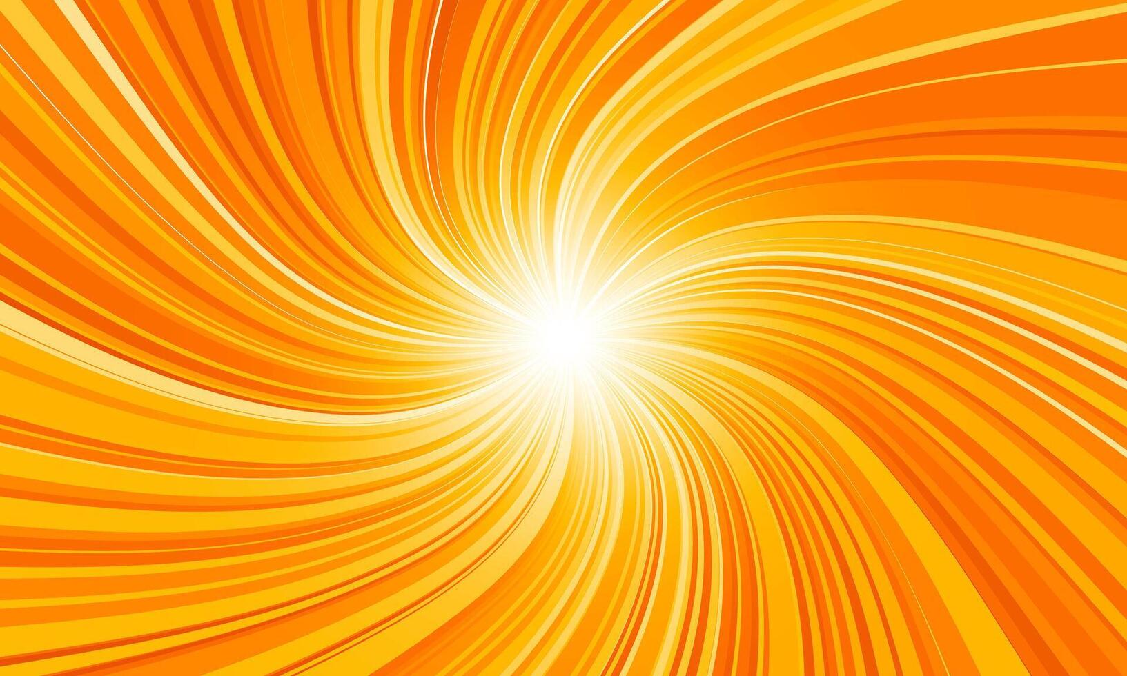 Swirling radial orange background. Vortex bright shiny light background. vector
