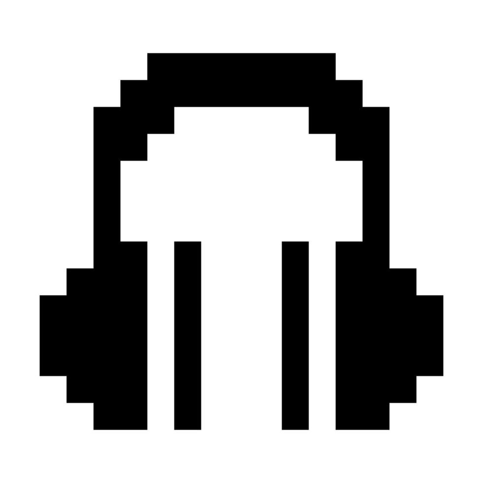 Headphones in 8bit pixel art style. icon retro style. vector