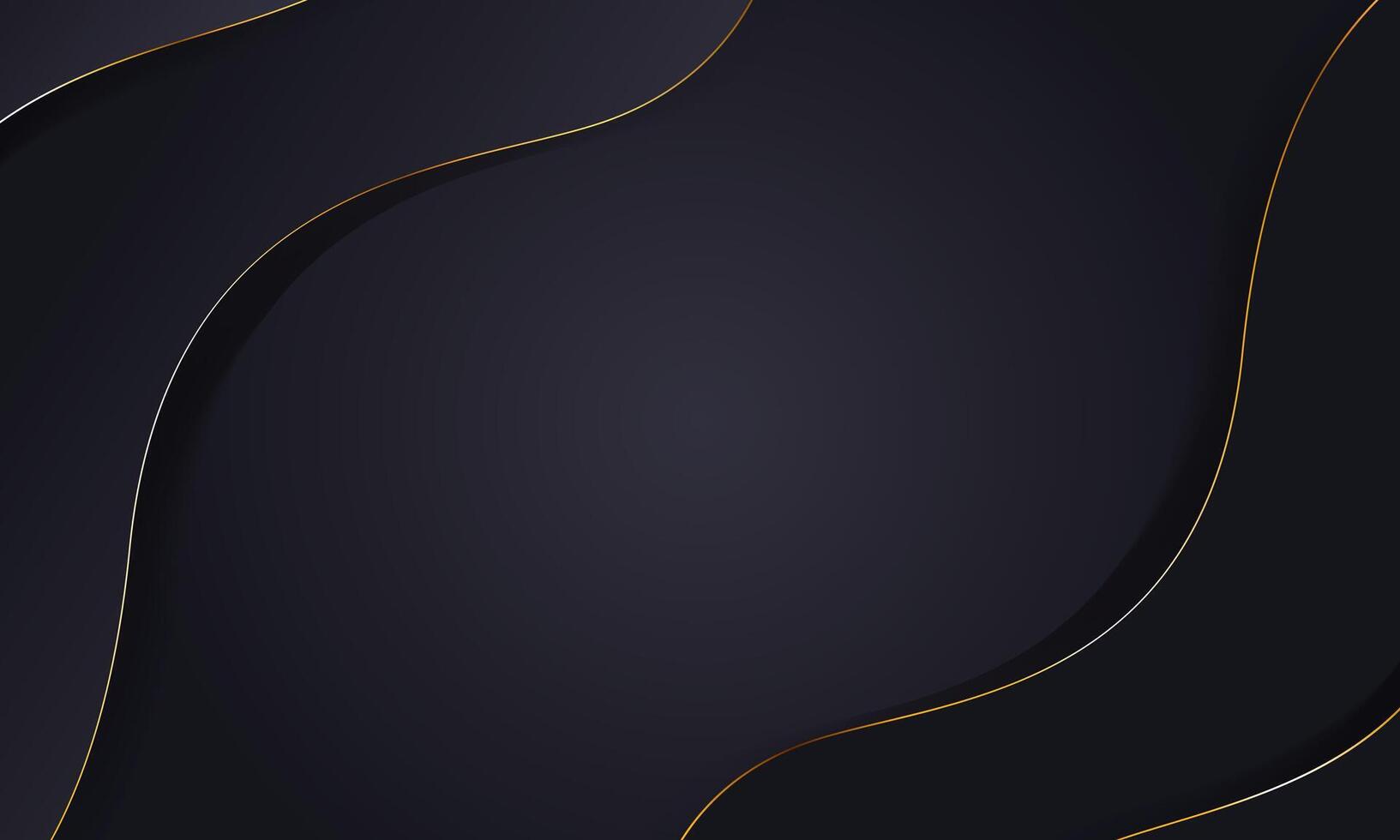Dark luxury wave black background with golden elements line. abstract elegant background with copy space. vector