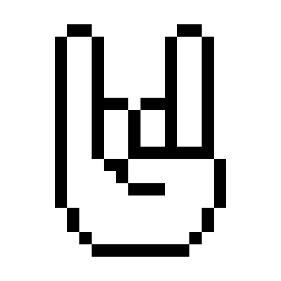 pixel art of hand with two fingers. icon retro style. logo sign. vector