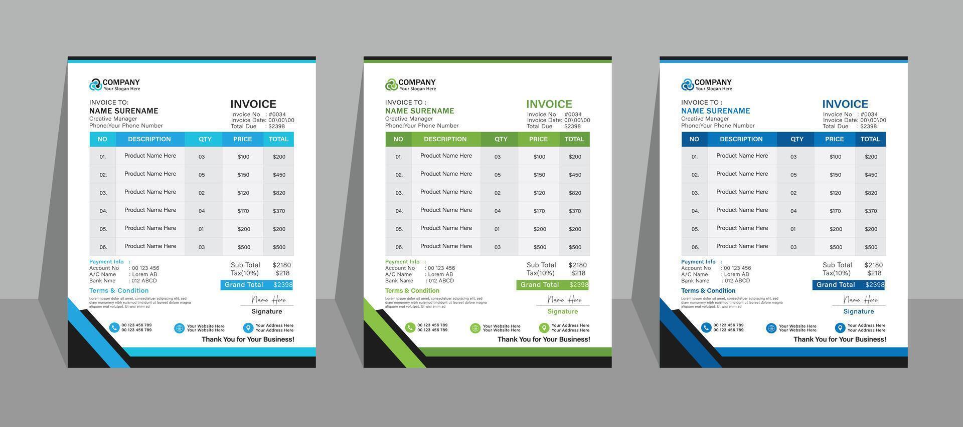 Business Invoice Templates ,Minimal Corporate Business Invoice design template illustration bill form price invoice. Creative invoice template . business stationery design vector