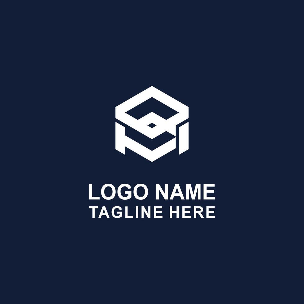 QM or MQ logo with a hexagon shape. vector