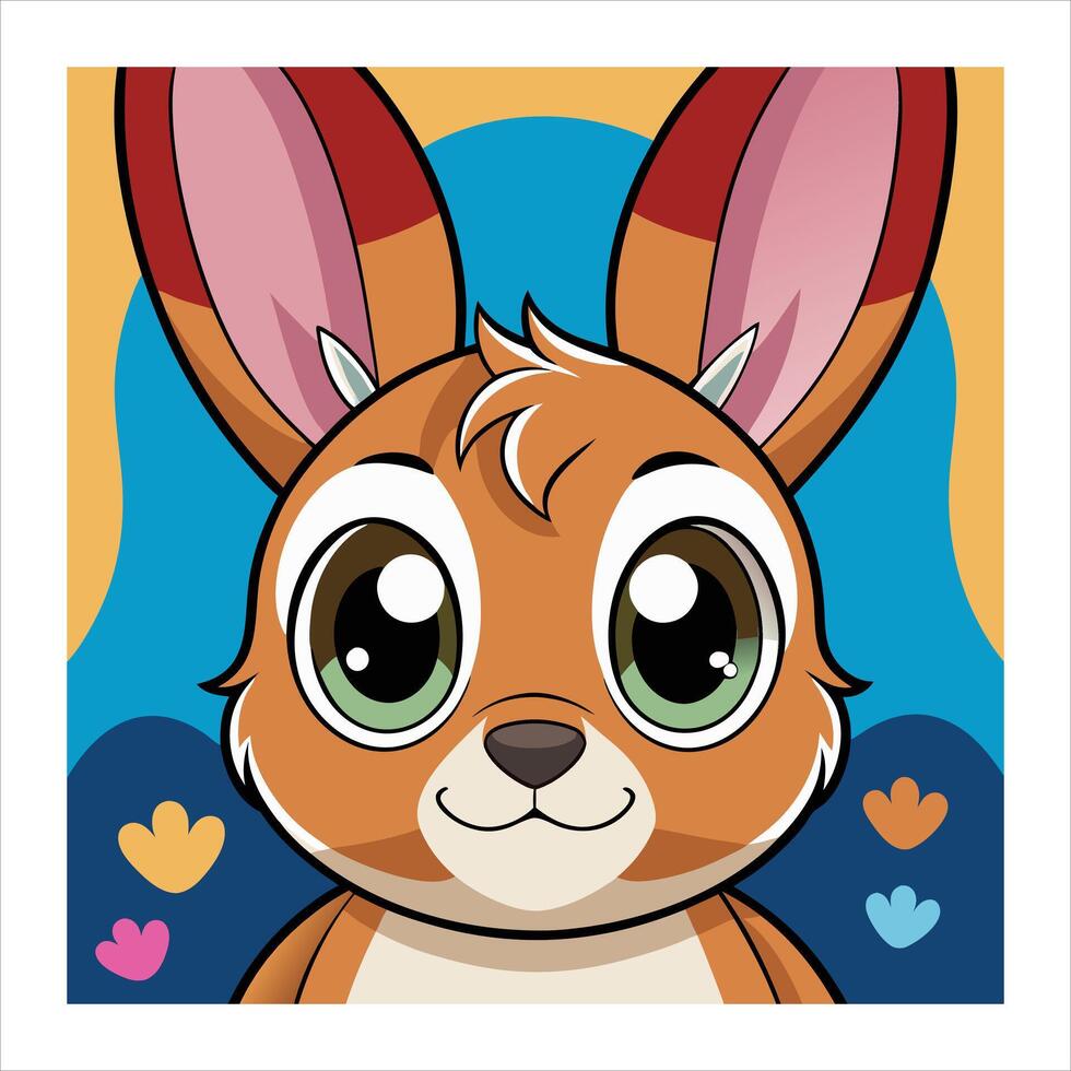A cartoon rabbit with big eyes and a heart vector