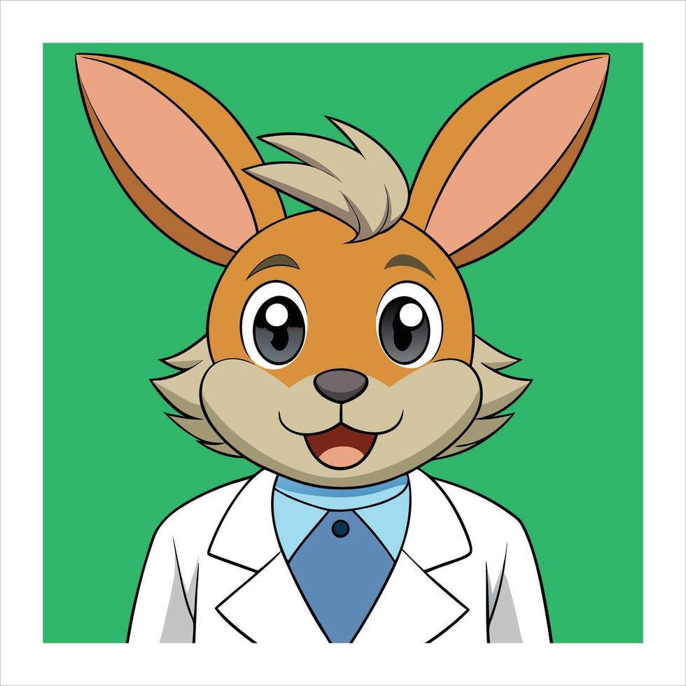 A cartoon rabbit wearing a lab coat vector