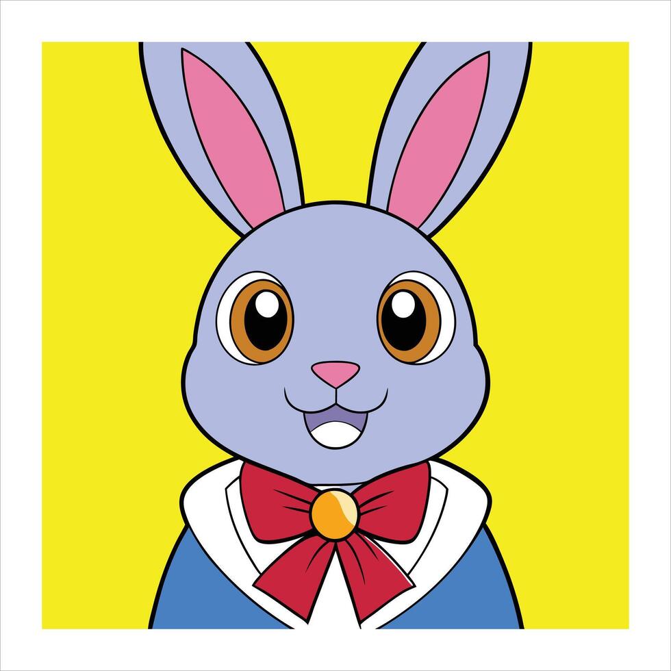 A cartoon rabbit wearing a bow tie and a blue shirt vector