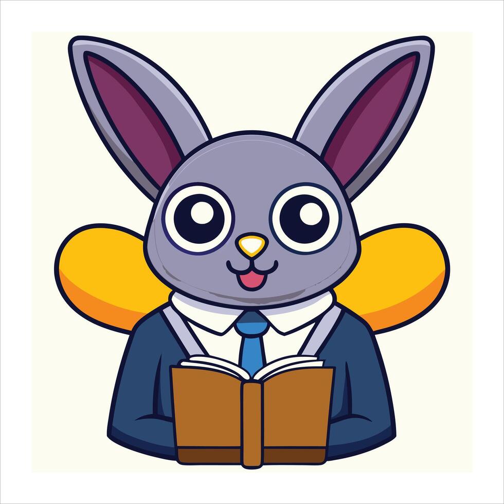 A cartoon bunny wearing a suit and tie holding a book vector