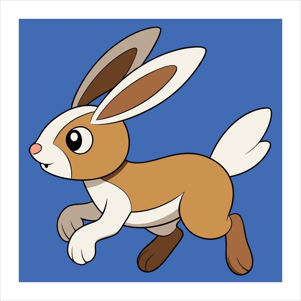 A cartoon rabbit running on a blue background vector