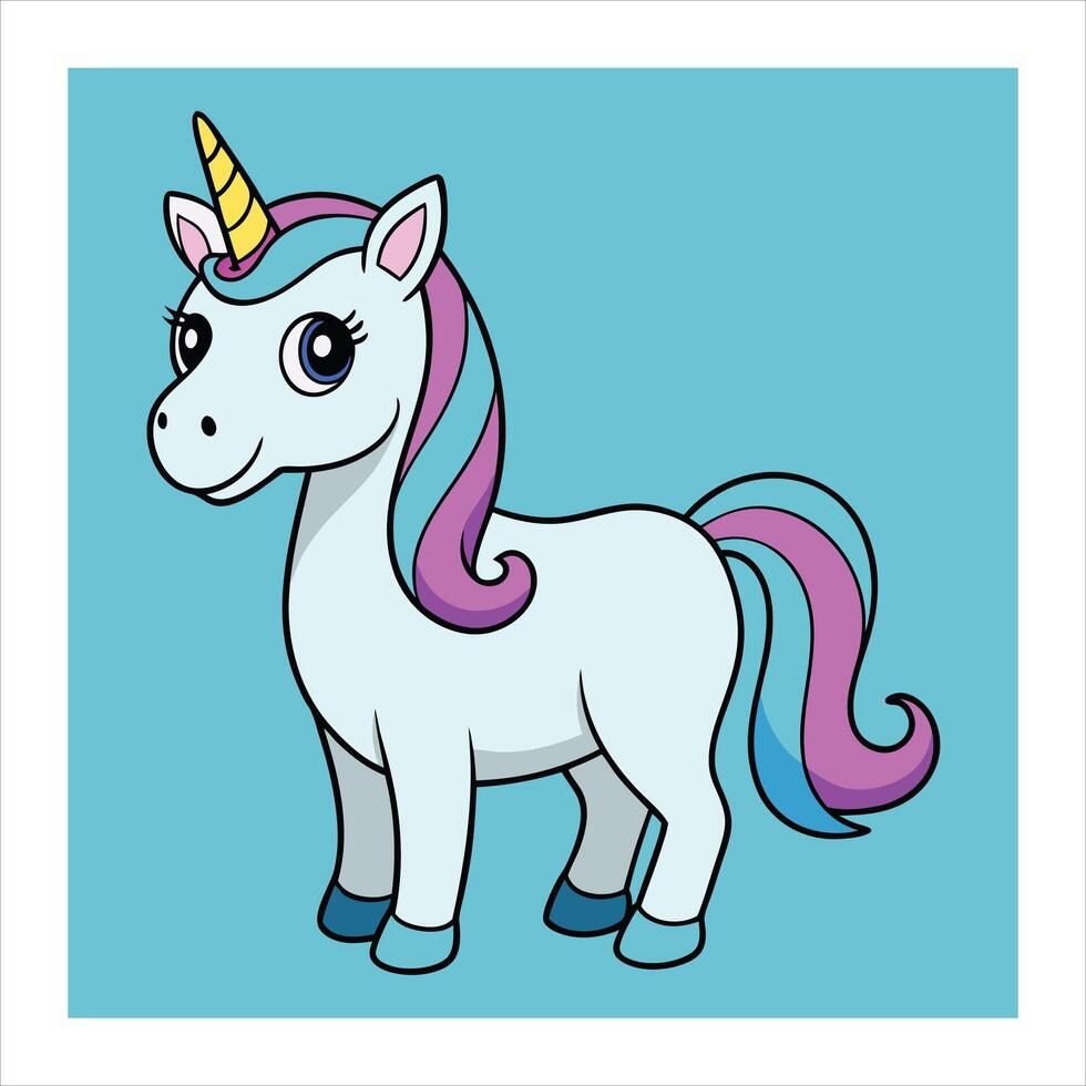 A cartoon unicorn with a blue background vector