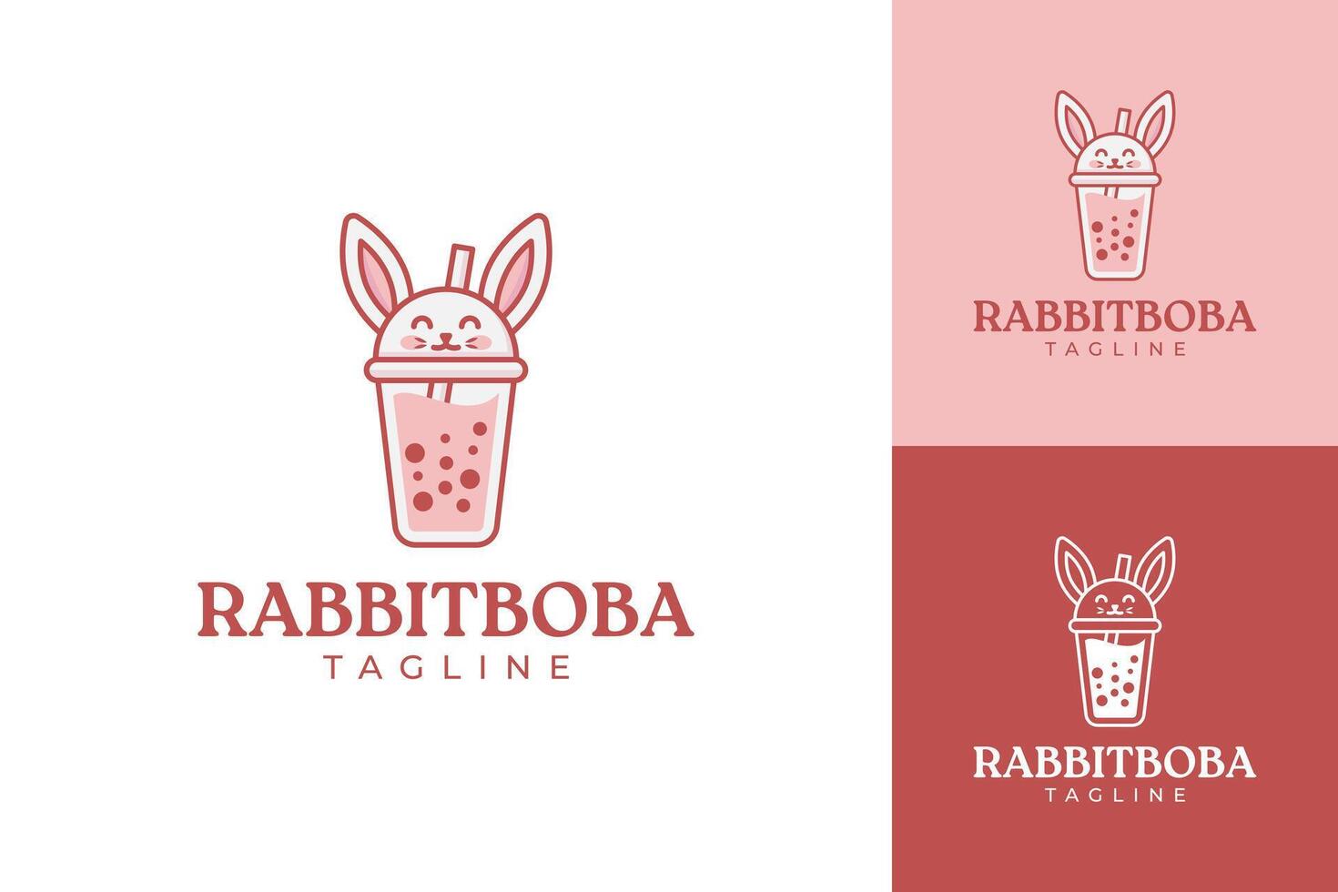 Bubble tea milk boba logo. rabbit boba fresh drink logo design vector