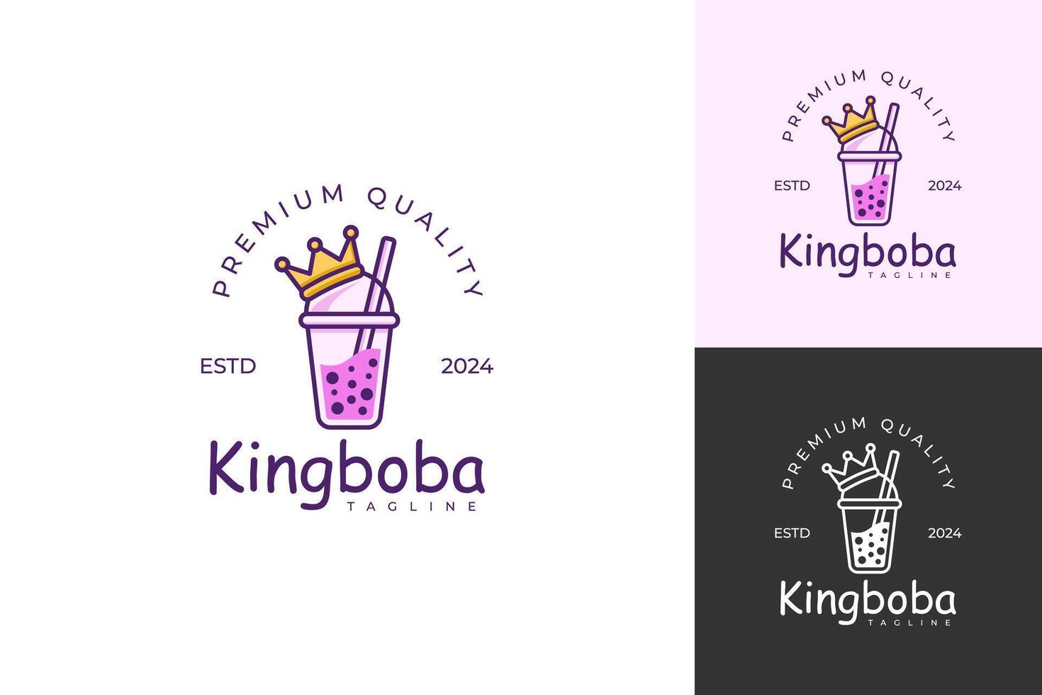 King boba drink badge logo vector