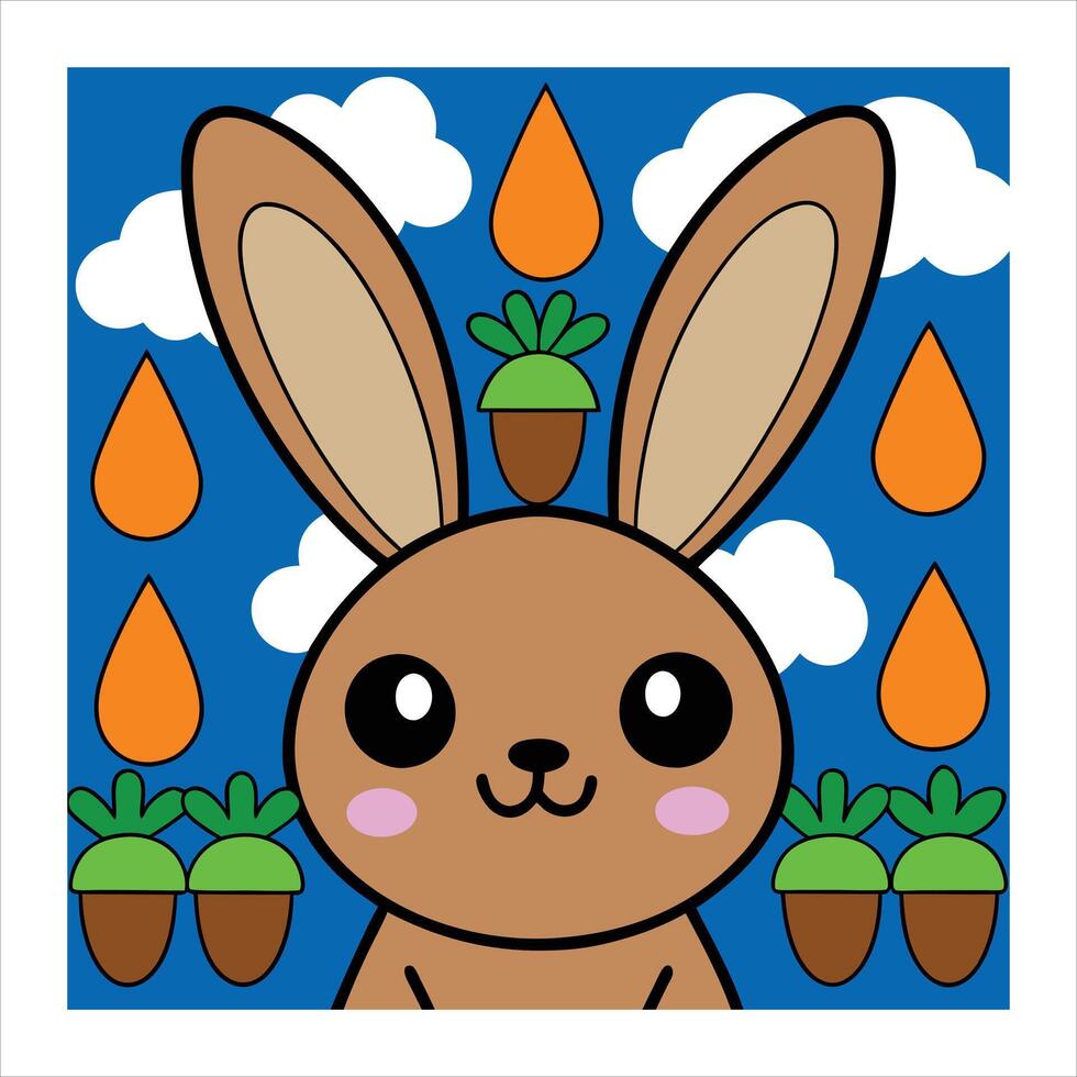 A cartoon rabbit with acorns on his head vector