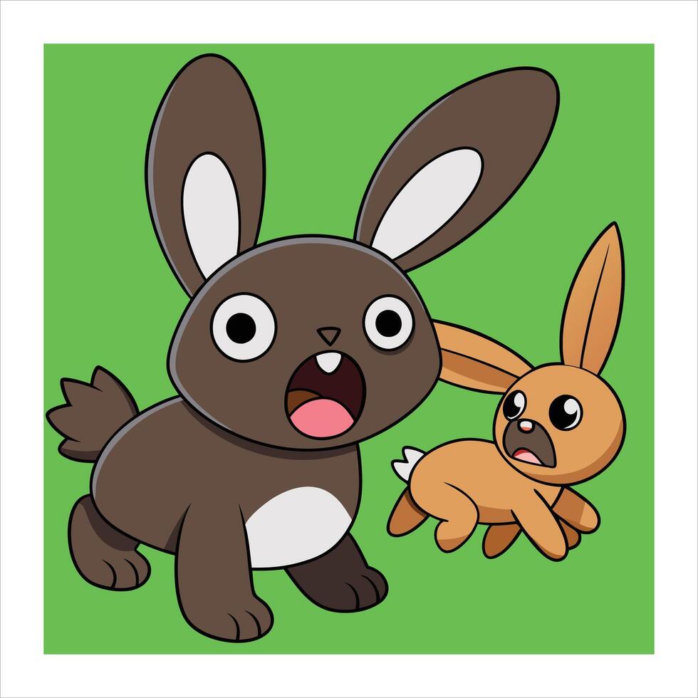 A cartoon rabbit and a baby rabbit vector