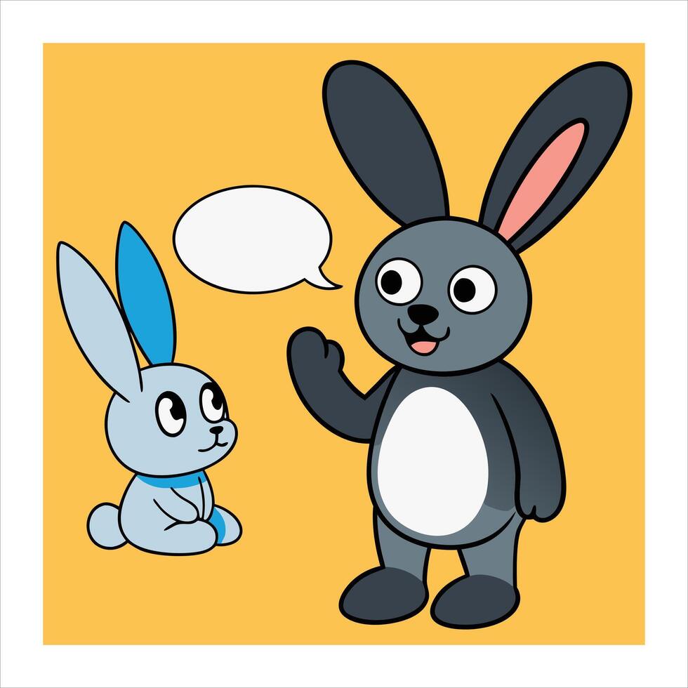 A cartoon rabbit and a bunny talking to each other vector