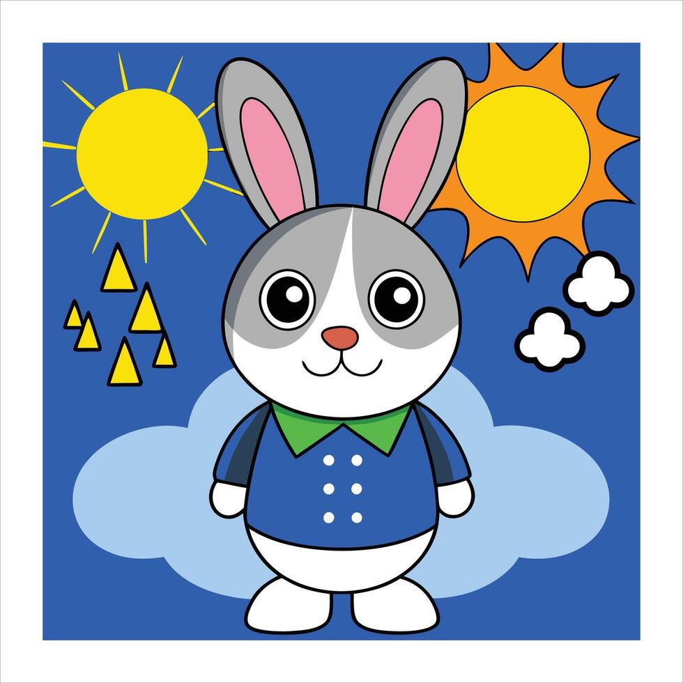 A cartoon rabbit with a blue shirt and blue jacket vector