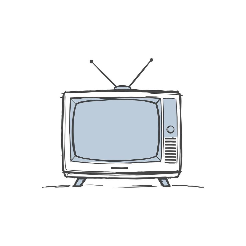 Vintage CRT Television Illustration of a Classic Retro TV with Antennas and Buttons vector
