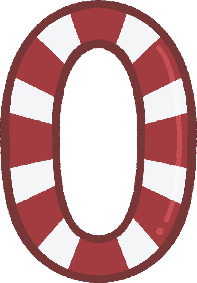 Candy cane number 0 vector