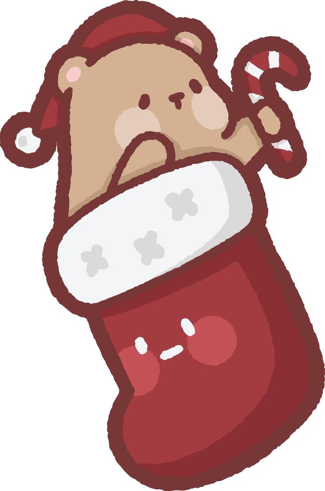 Christmas stocking - grizzly bear vector