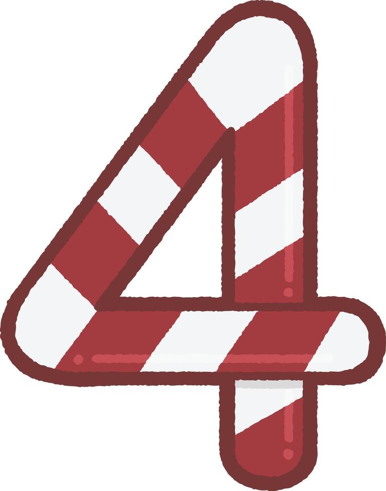 Candy cane number 4 vector