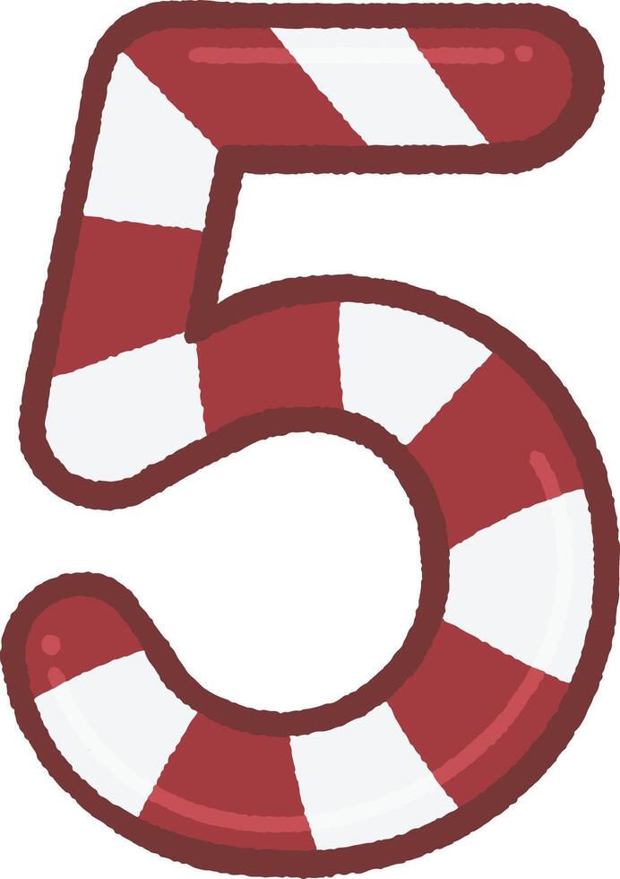 Candy cane number 5 vector