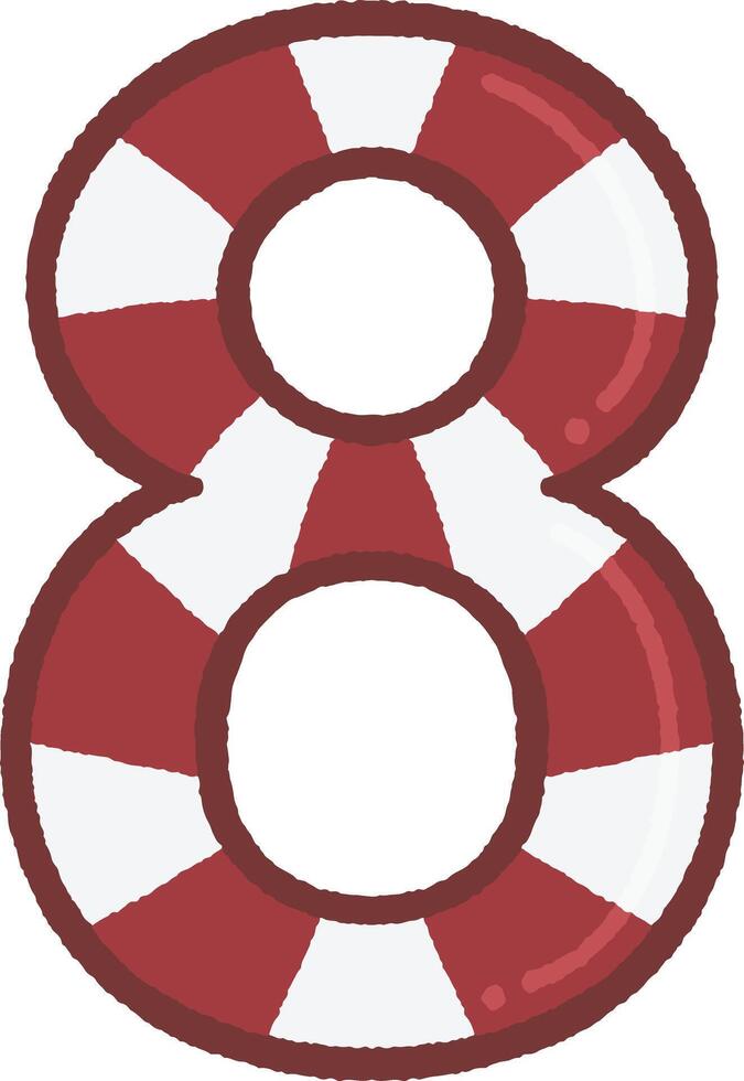 Candy cane number 8 vector