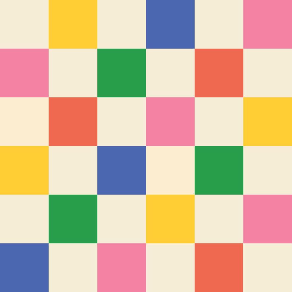 Checkerboard background. Geometric pastel square texture in vintage y2k style. Hippie 70s pattern. Plaid pattern background. vector