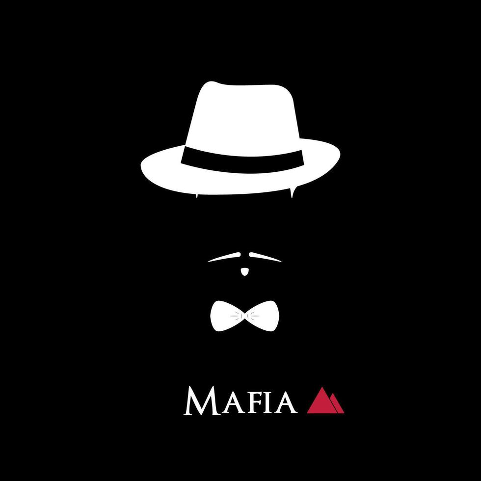 Gentleman head with bow tie and hat vector