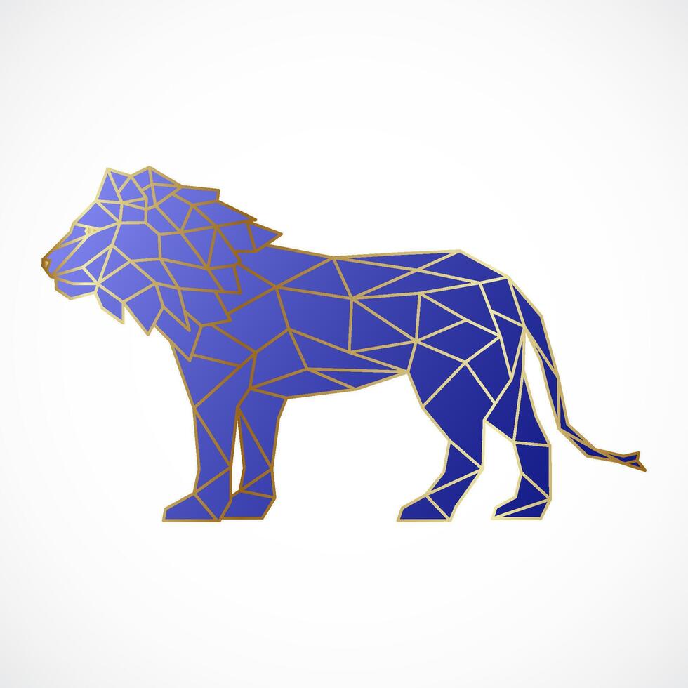 Abstract golden polygonal Lion. vector
