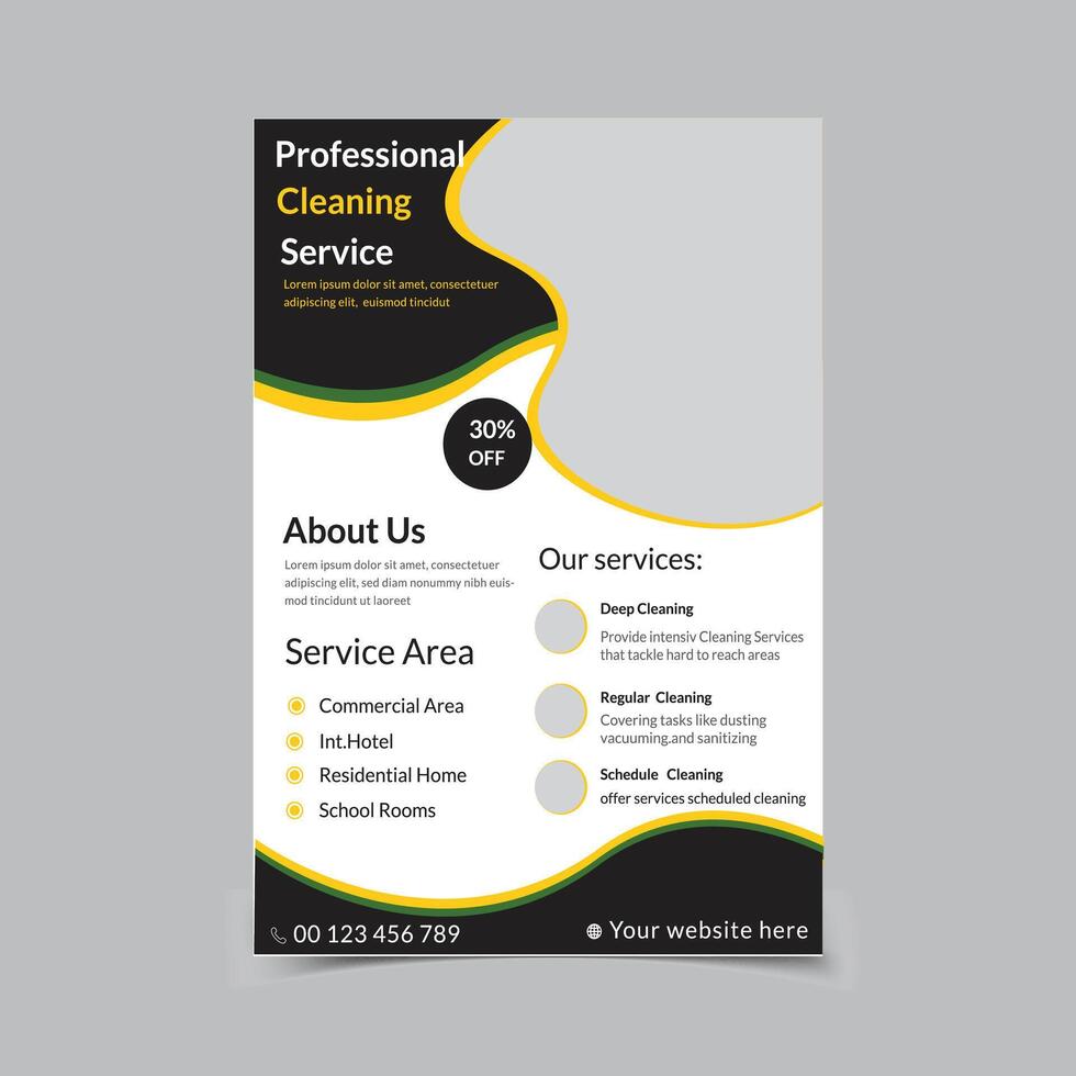 Cleaning services business flyer, cleaning services flyer template design in vector
