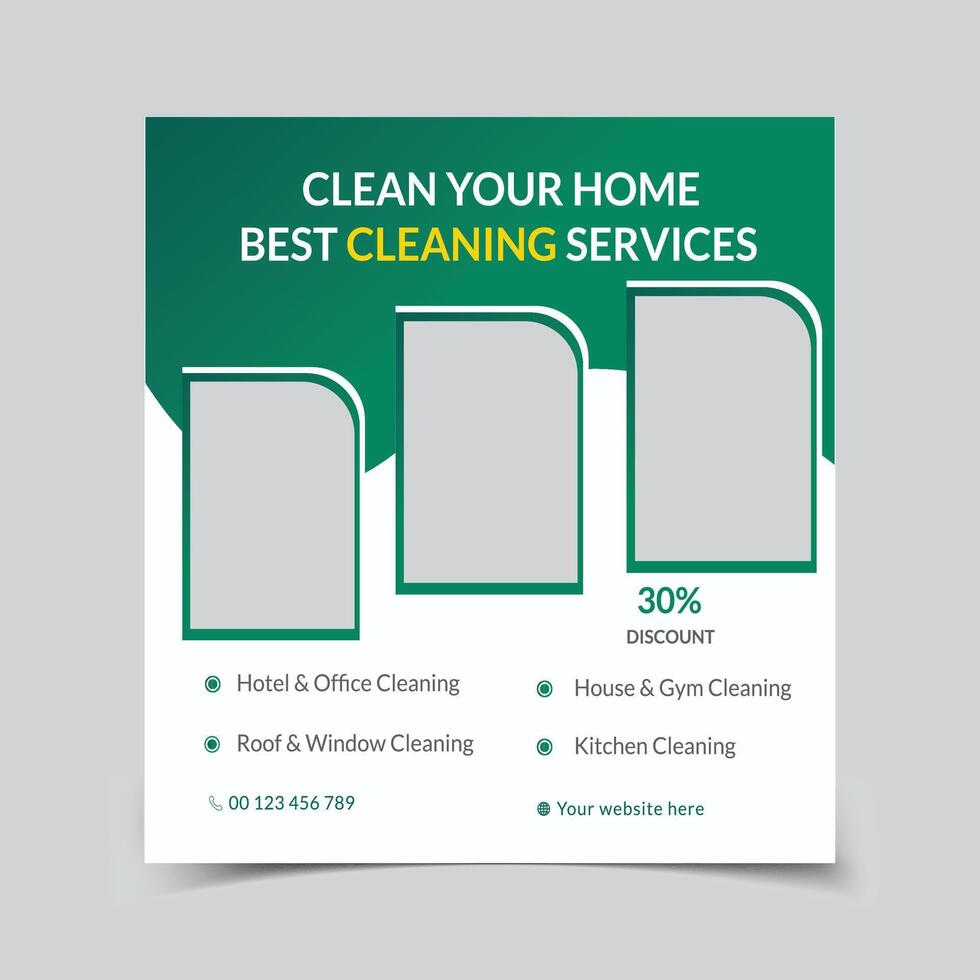 Cleaning service social media post banner template vector