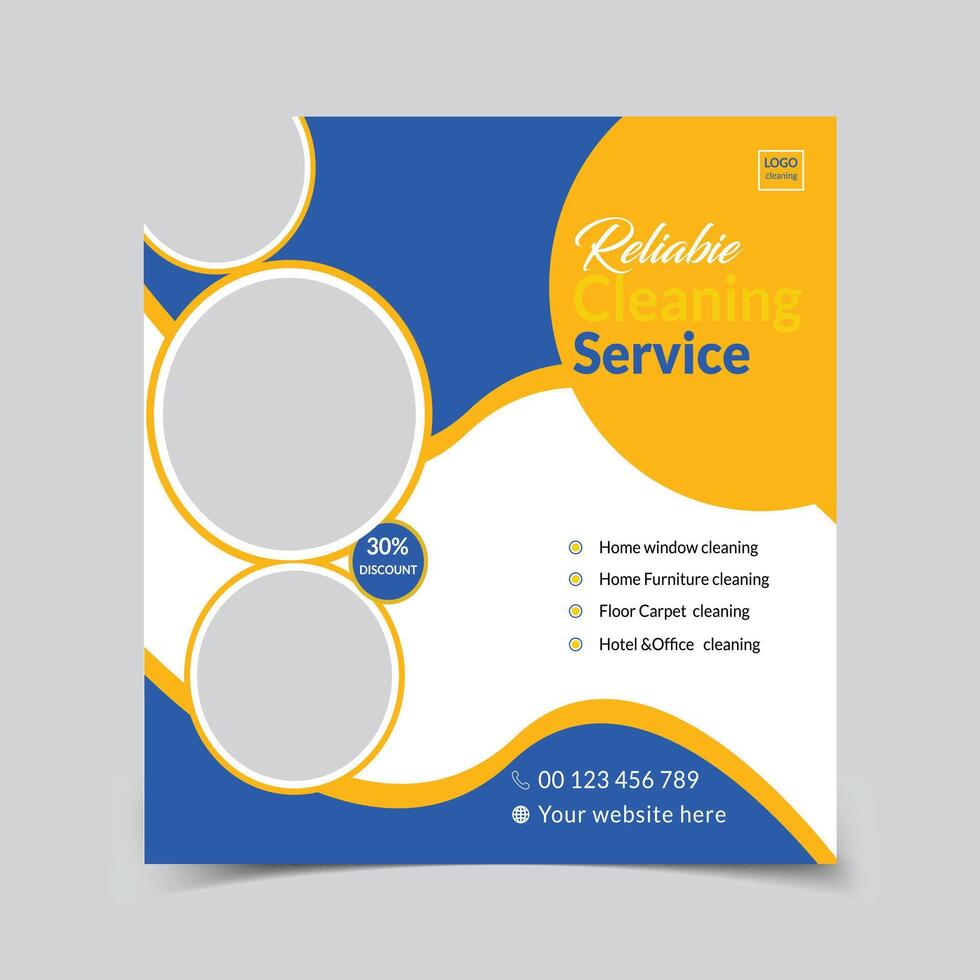 Home Cleaning Service Social Media Post Office Cleaning Service Web banner Or Square Flyer Template Design vector