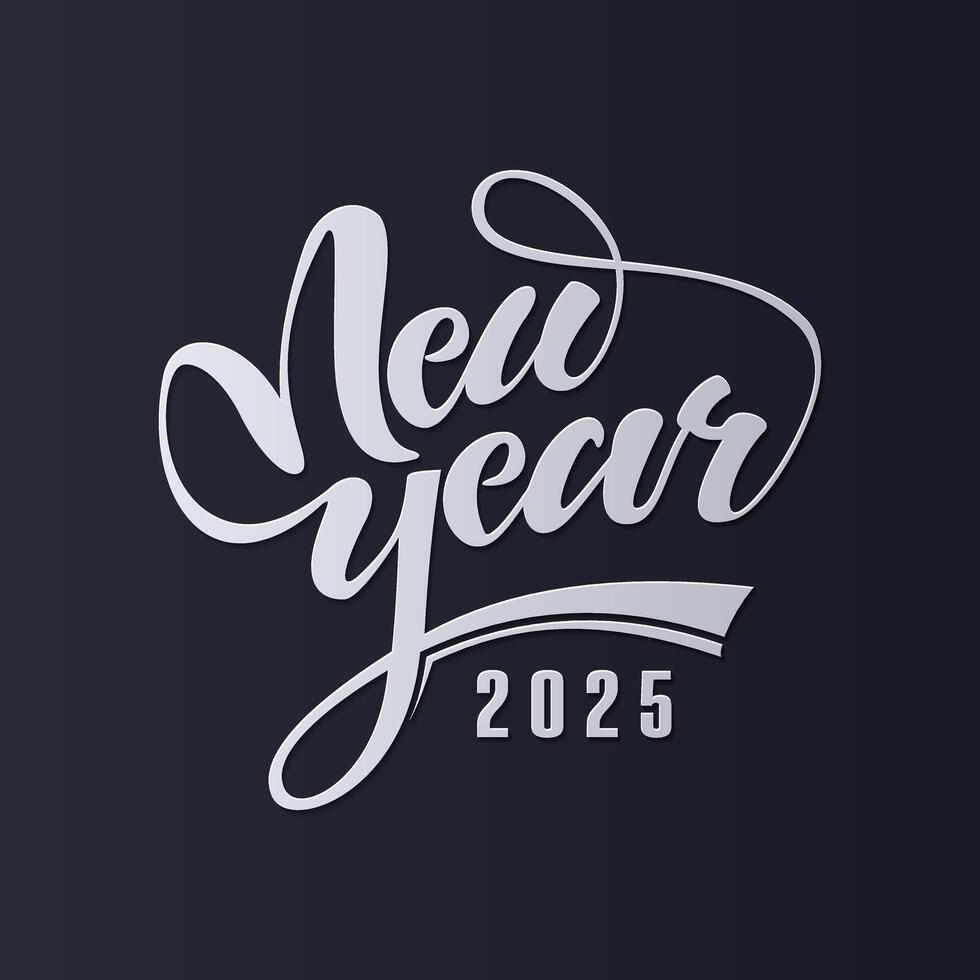 Happy New Year 2025 with typography style. Used for greeting cards with a black background vector