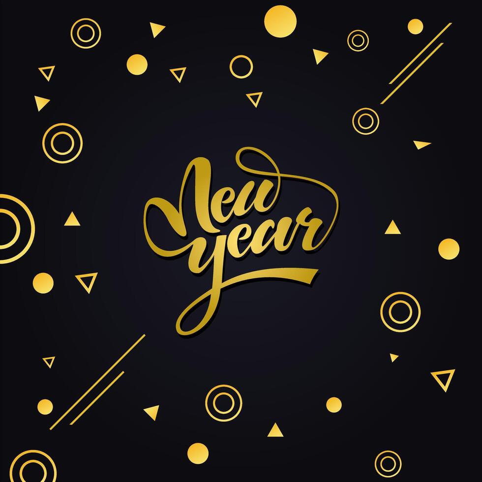 Happy new year, with simple geometric design vector