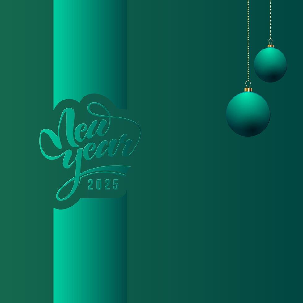 Happy New Year text for greeting card. holiday design on green background vector