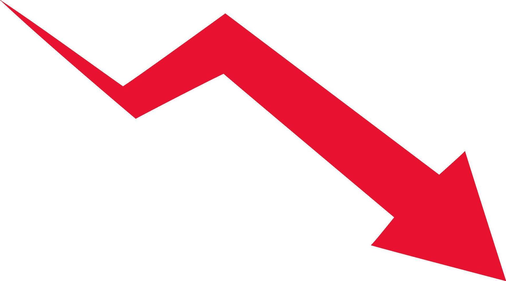 RED Financial decline downward arrow trend business icon vector