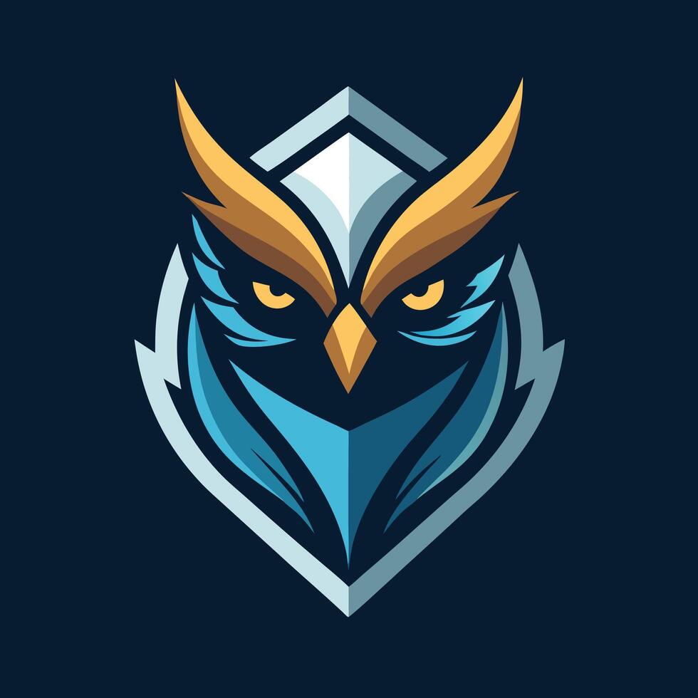 Minimalist Owl Logo Featuring Abstract Shapes Representing Wisdom vector