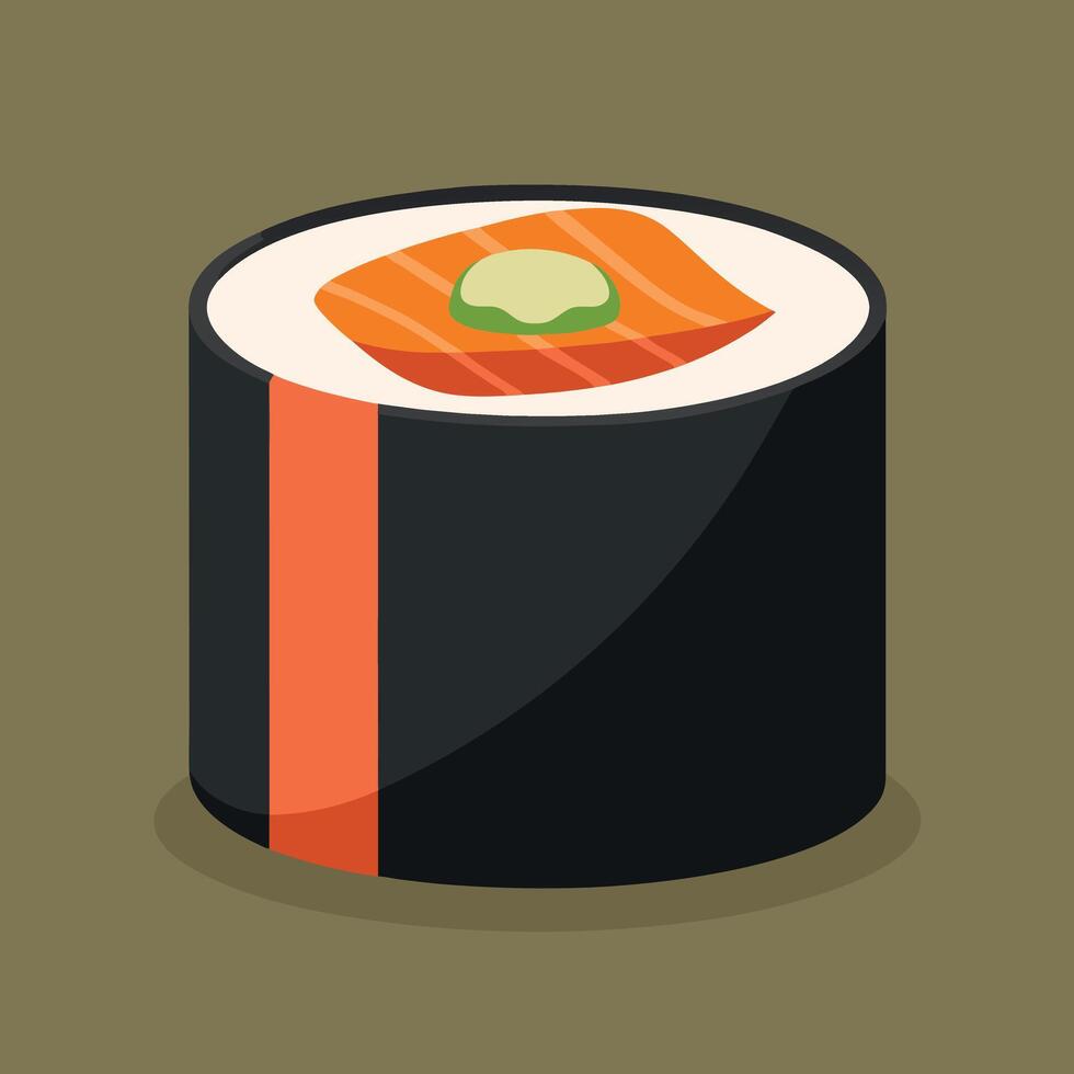 Tasty Sushi Roll Design with Fresh Fish and Maki Filling vector