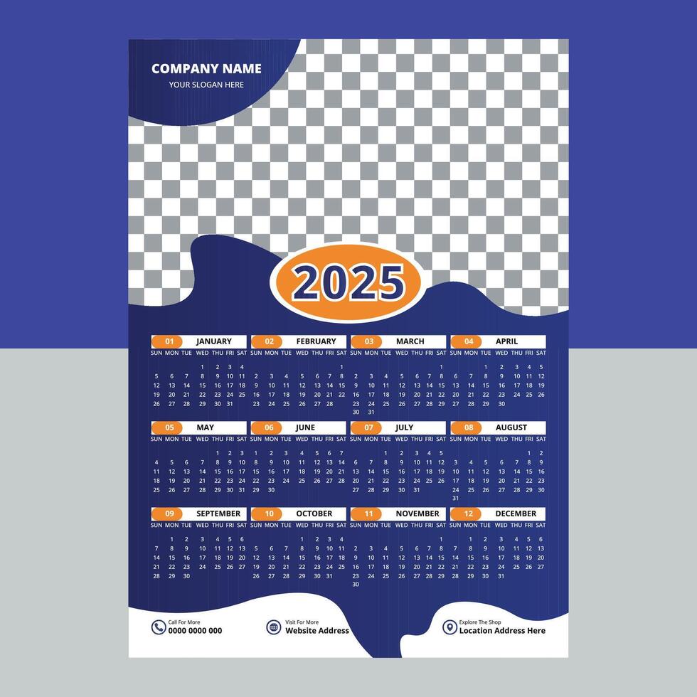 Modern Calendar Design 2025 vector