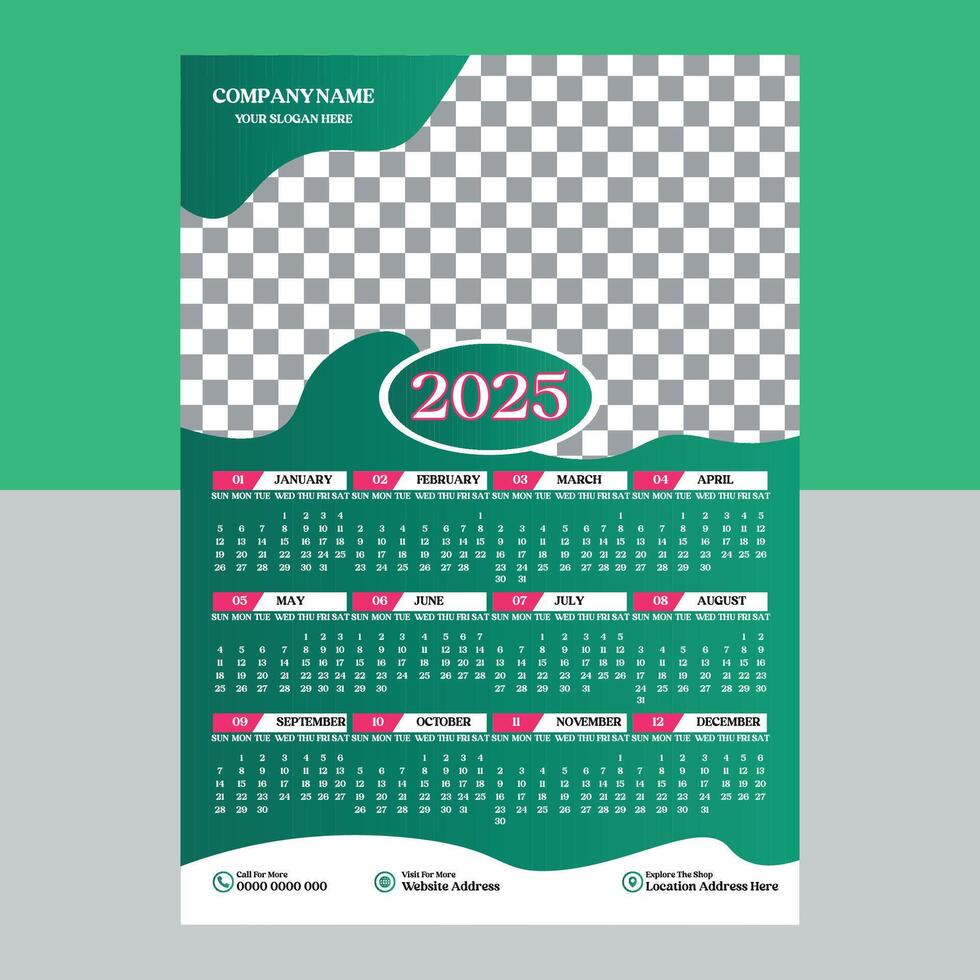 Modern Calendar Design Template 2025 vector