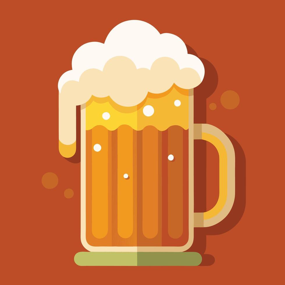 Refreshing Beer Mug Illustration with Golden Amber Liquid and Frost vector