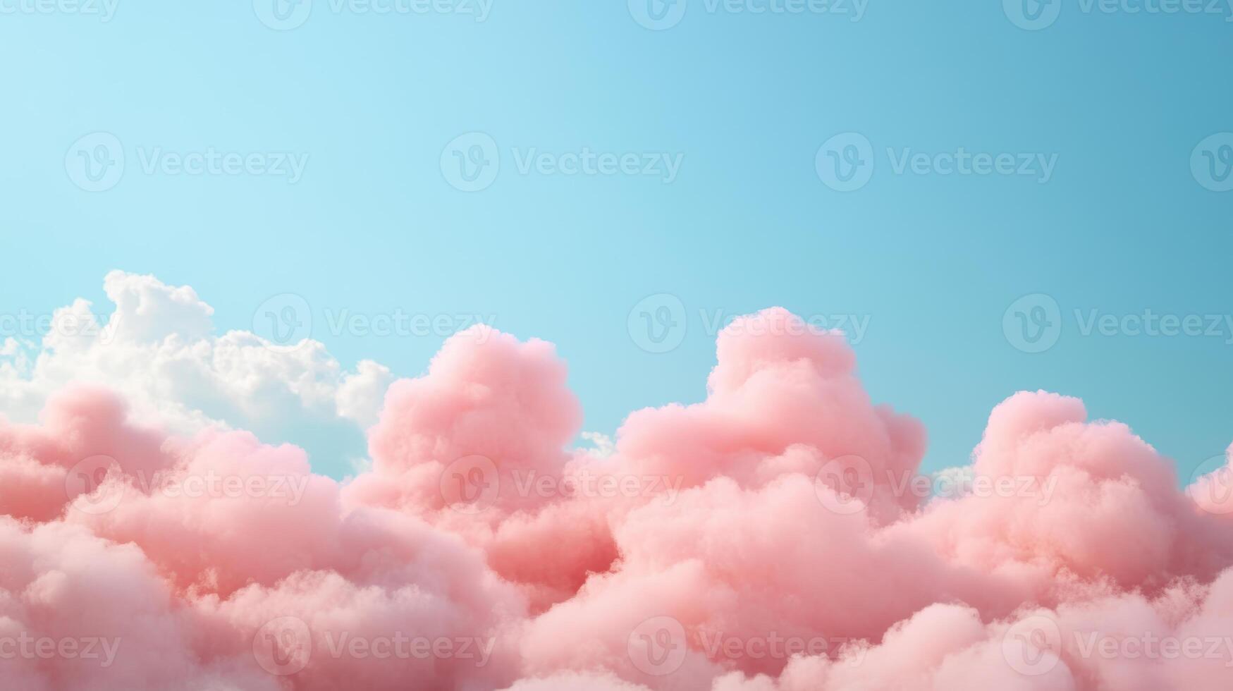 Bright pink clouds drift across a clear blue sky during a serene afternoon photo