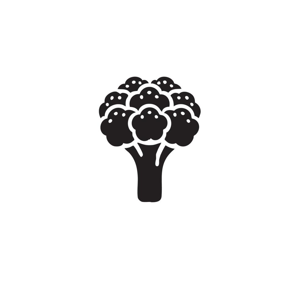 A black and white logo of a broccoli tree vector