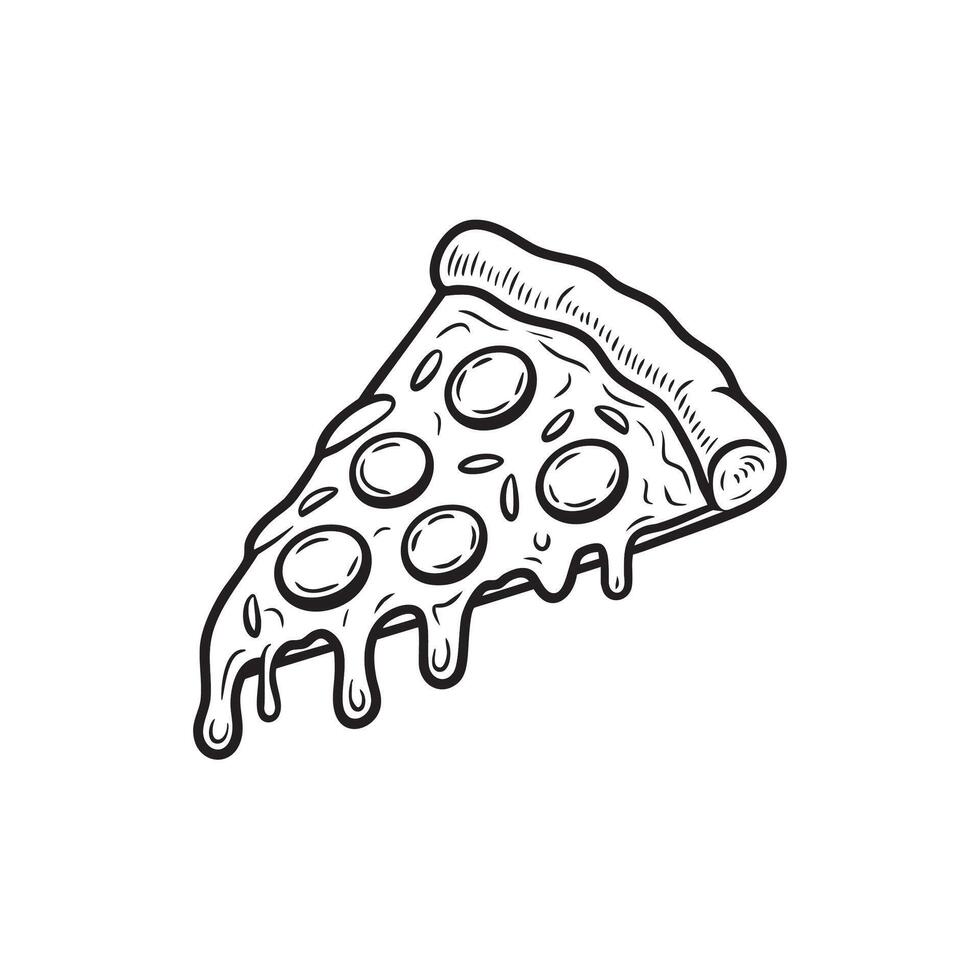 Pizza slice doodle illustration vector