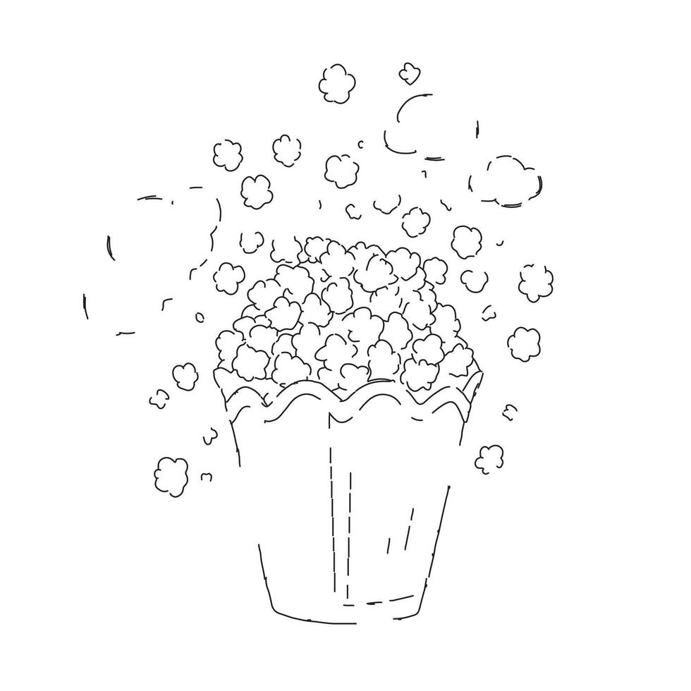 A drawing of popcorn in a bucket vector