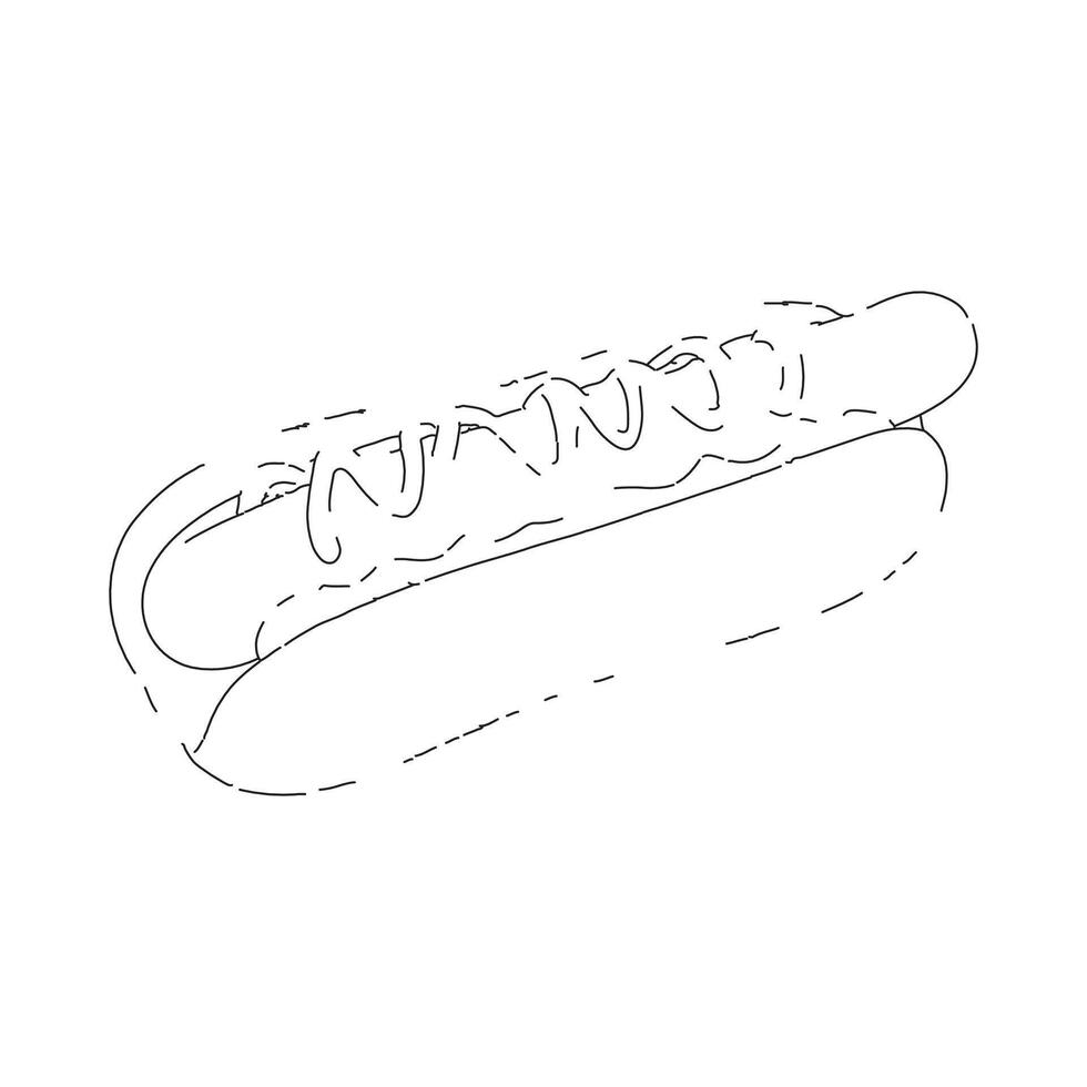 A hot dog is drawn in a line on a white background vector