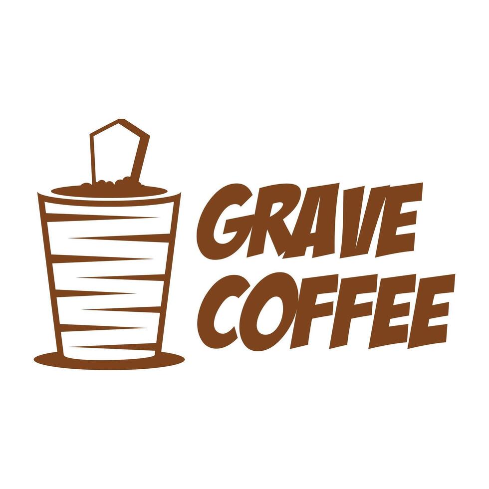 grave coffee flat minimalist logo design vector